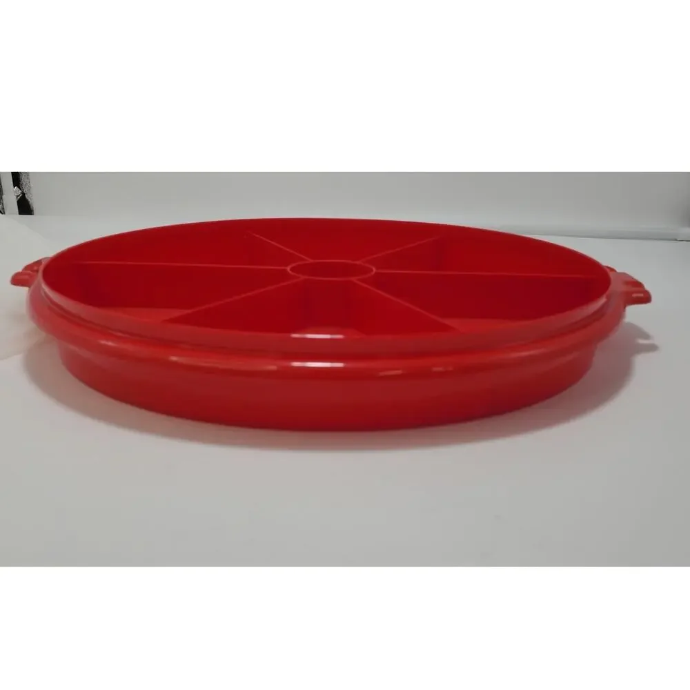 VINTAGE Tupperware 12" Round 405 Pie Veggie Carrier Snack Keeper & 224 Lid - Picture 2 of 6